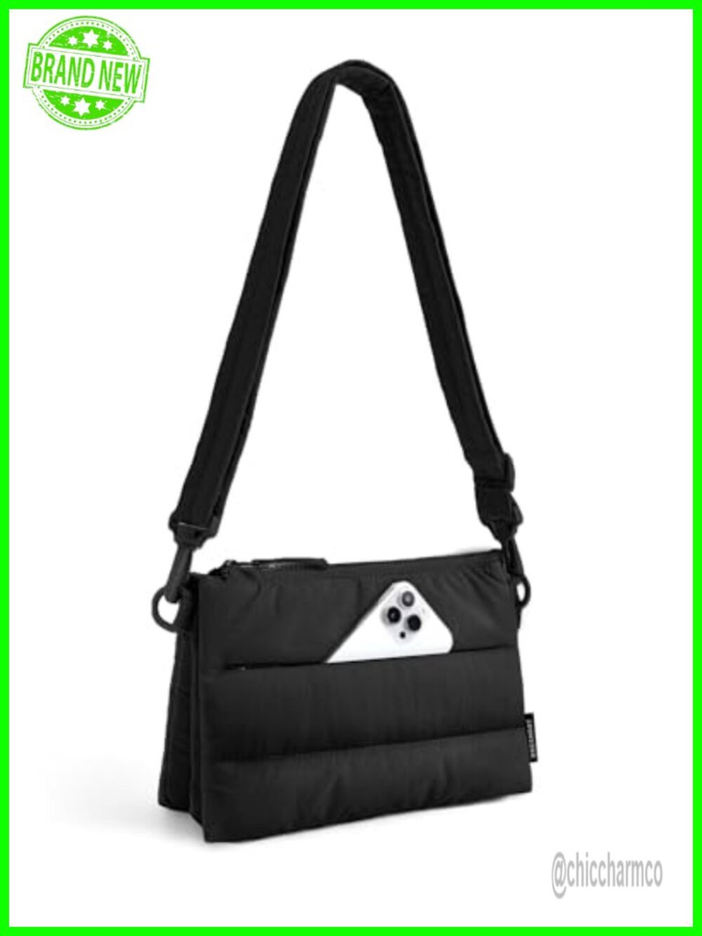 RFID Blocking Crossbody Bag Puffy Nylon 4.3L Travel Purse